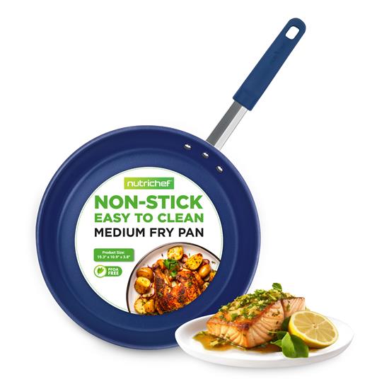 Pyle - NCFRYP10 , Kitchen & Cooking , Cookware & Bakeware , 10'' Medium Fry Pan - Non-stick Pan with Silicone Handle, Ceramic Coating Inside